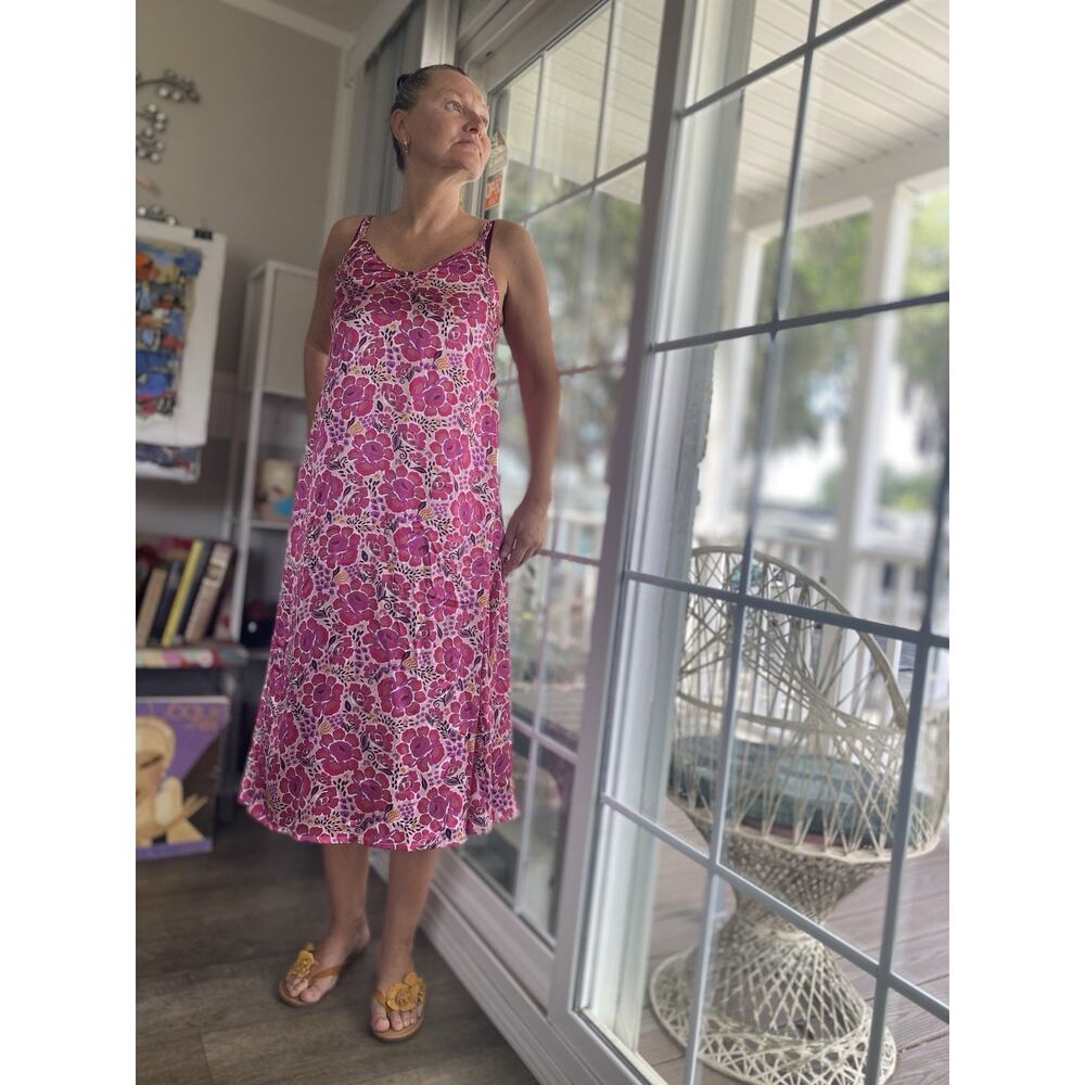 Monoprix Floral Silk Satin Dress Spaghetti Strap Size EU 36 S